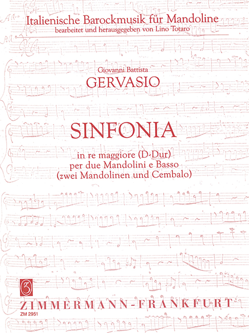 Sinfonia D-Dur für 2 Mandolinen  und Cembalo  Totaro, Lino, ed.