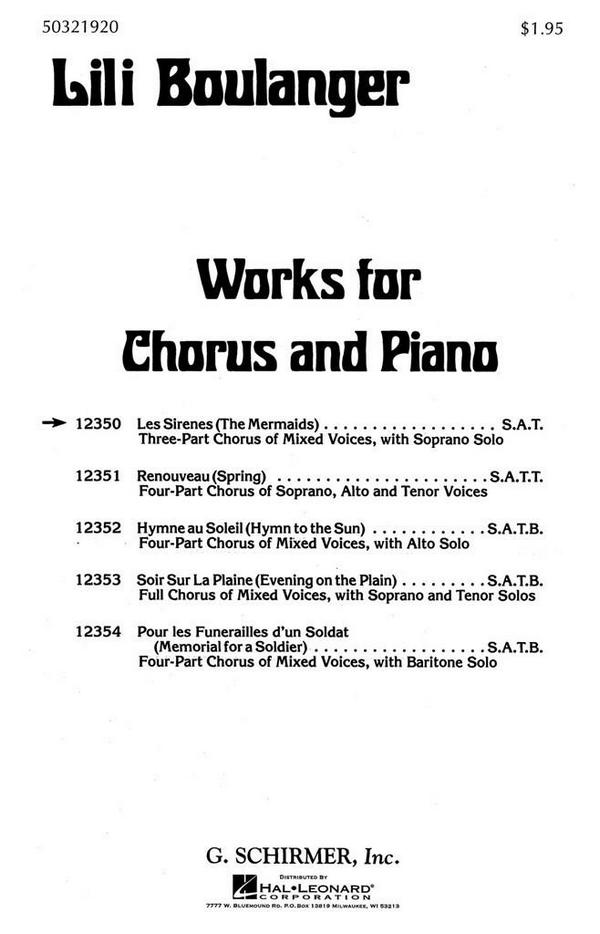 Les sirenes  für 2-stg gem Chor (SAT), Sopran solo und Klavier  Partitur (fr/en)