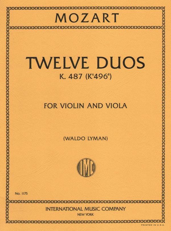 12 Duets KV487  for violin and viola  2 scores