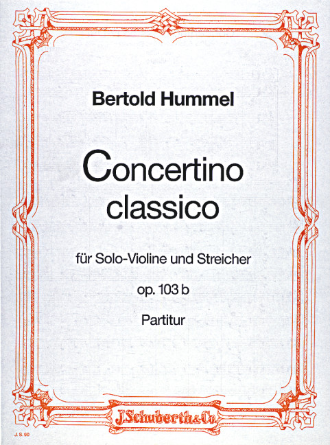 Concertino classico D-Dur op. 103b  für Violine und Streicher  Partitur