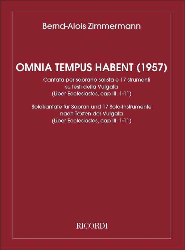 Omnia tempus habent Kantate  für Sopran und 17 Soloinstrumente  Partitur