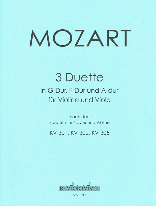 3 Duette nach Sonaten für Violine und Klavier:  für Violine und Viola  