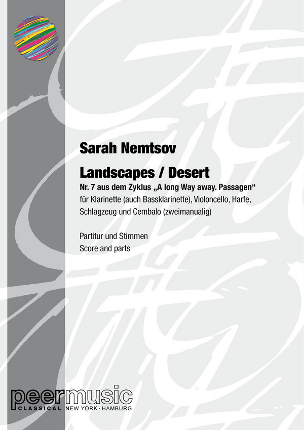 Landscapes - Desert  für Klarinette (Bassklarinette), Violoncello, Harfe, Schlagzeug  und Cembalo. Partitur und Stimmen