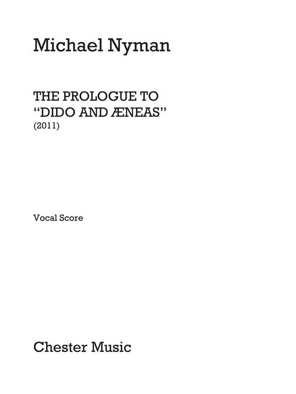 CH78166 The Prologue to Dido and Aeneas    vocal score