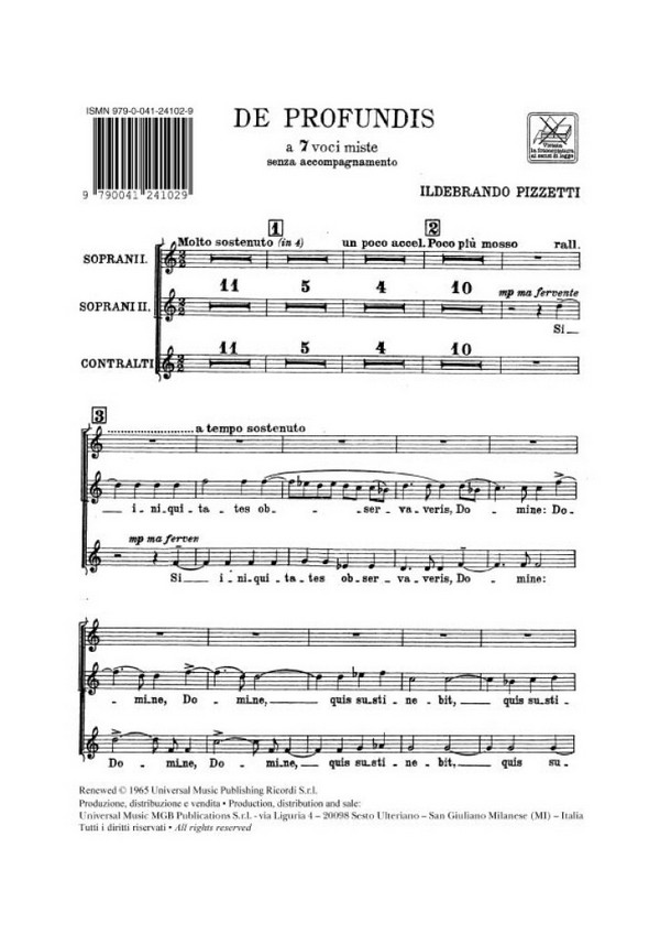De profundis  für 7 Stimmen (gem Chor) a cappella  Partitur  Frauenstimmen SSA