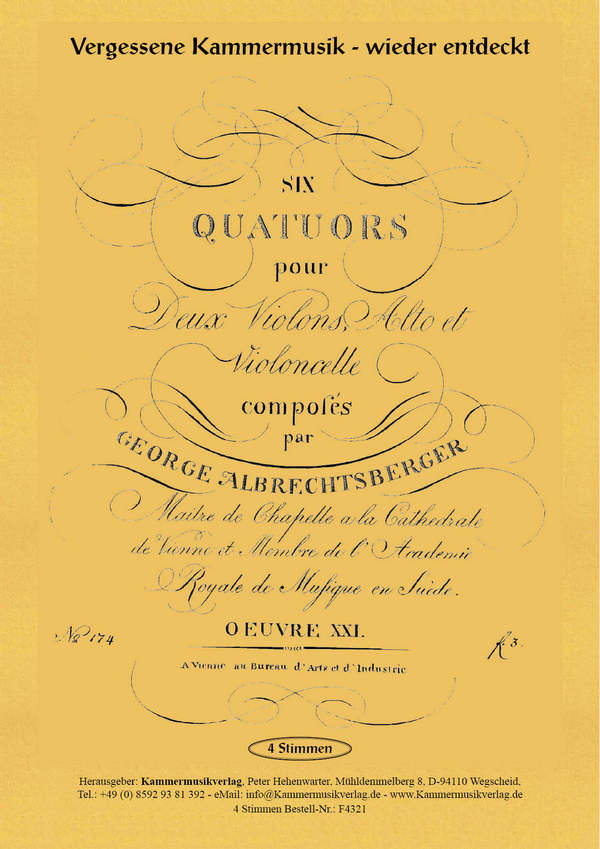 6 Quartette op.21  für Streichquartett  Stimmen