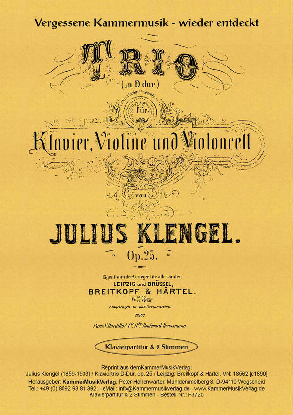 Trio D-Dur op.25  für Violine, Violoncello und Klavier  Stimmen