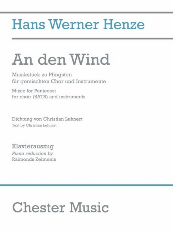 An den Wind  für gem Chor und Instrumente  Klavierauszug