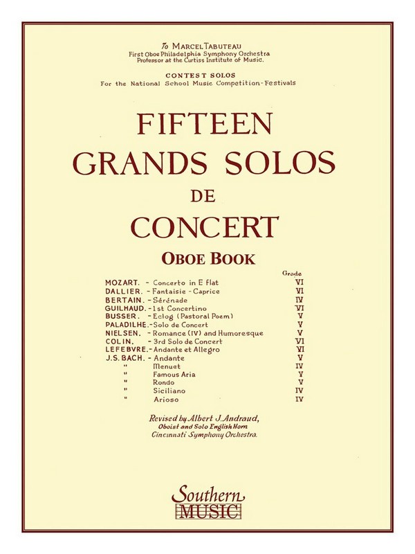 15 Grands Solos De Concert +Usa-Only+  Oboe  Stimme