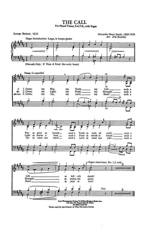 Alexander Brent Smith, The Call  SATB and Keyboard  Chorpartitur