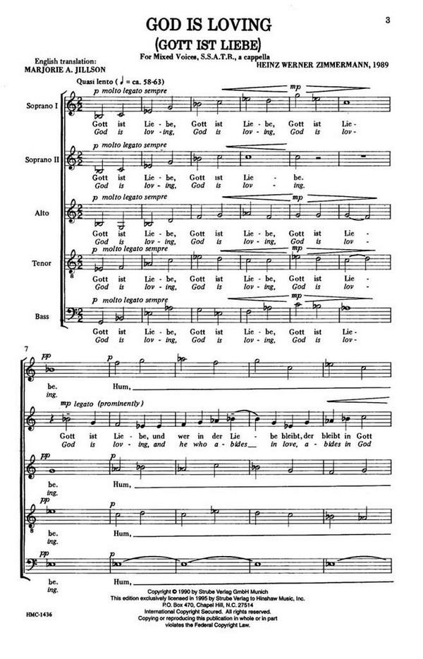 God is Loving  for mixed chorus (SSATB) a cappella  score (en/dt)
