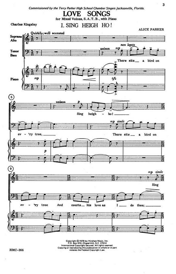 Alice Parker, Love Songs  SATB, Piano  Chorpartitur