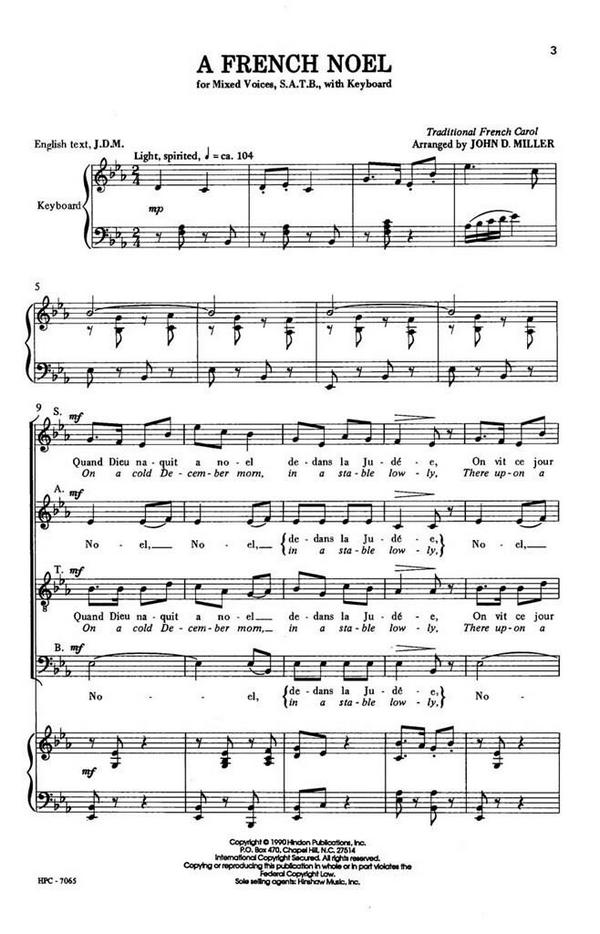 A French Noel  SATB and Keyboard  Chorpartitur