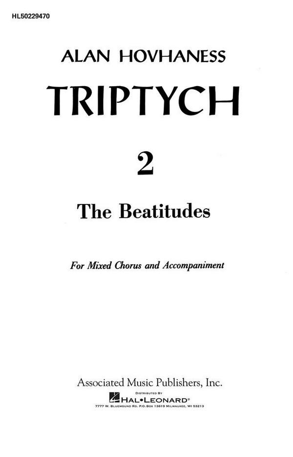 A Hovhaness, Beatitudes Triptych 2 Op 100  SATB  Chorpartitur