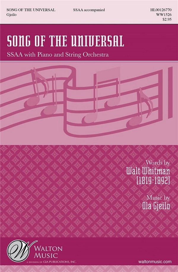 Song of the Universal  for femal chorus (SSAA), piano and string orchestra  vocal score (en)