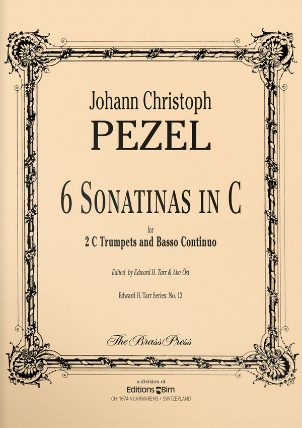 6 Sonatinas In C  for 2 C Trumpets and Basso Continuo (with opt. Violone)  score and parts
