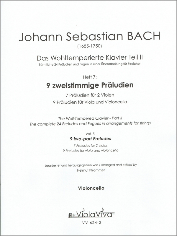 Bach, Johann Sebastian, Wohltemperiertes Klavier Teil 2, Heft 7: Zweis  für Violoncello  Violoncello (mit Partnerstimme in Kleindruck)