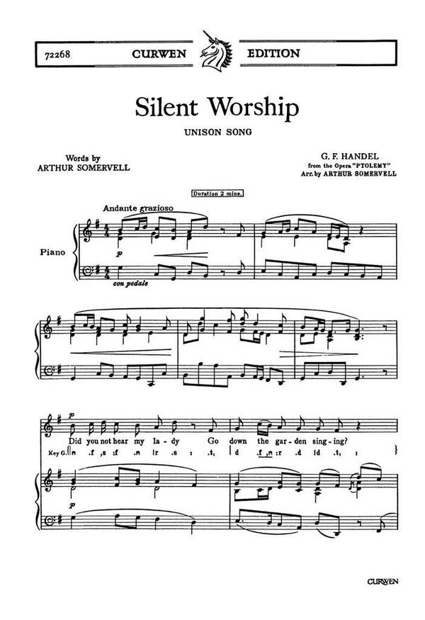 Silent Worship  for unison chorus and piano  score,  archive copy