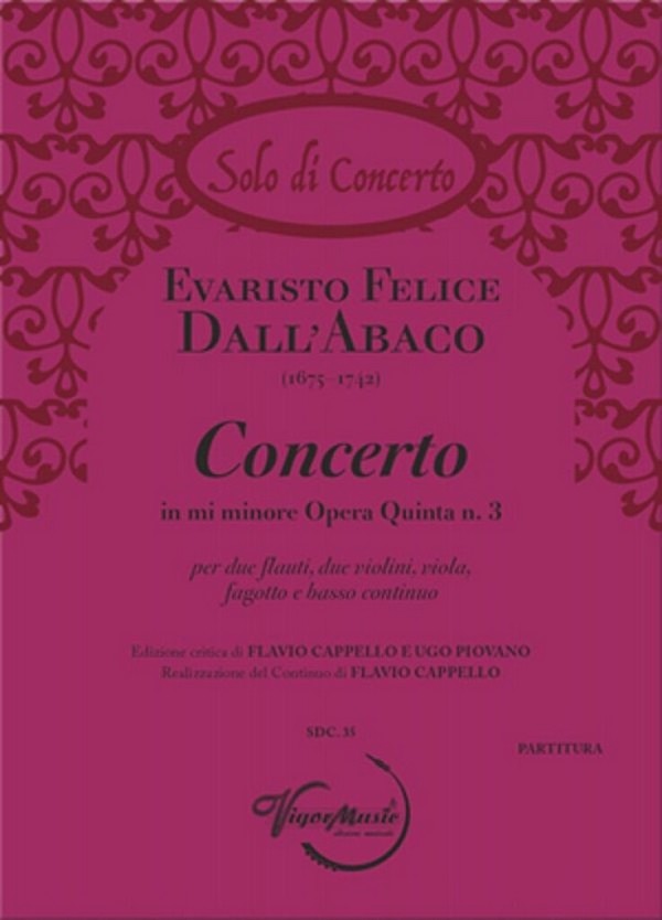 Concerto in mi minore Opera Quinta n. 3  Chamber Ensemble  Set