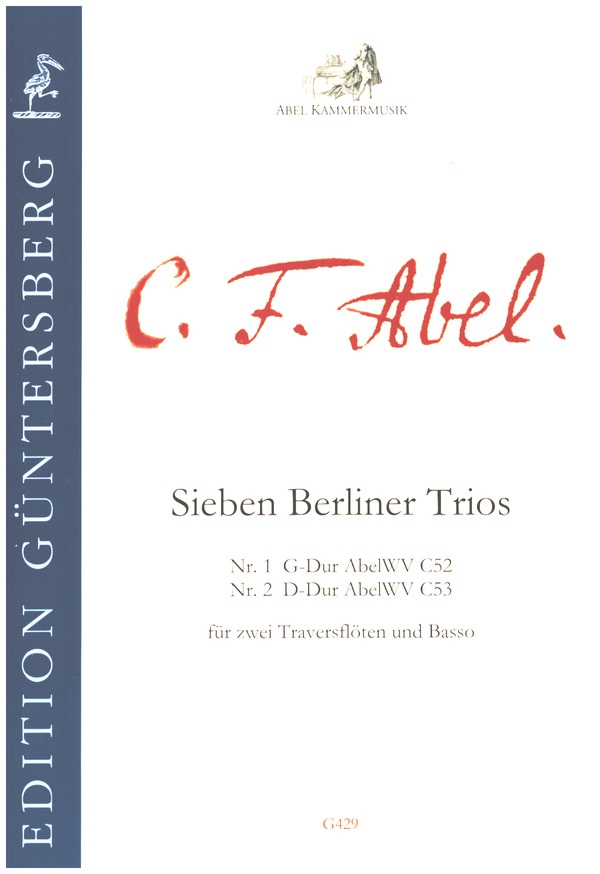 7 Berliner Trios Nr. 1 G-Dur und Nr.2 D-Dur  für 2 Traversflöten und Basso  Partitur und Stimmen