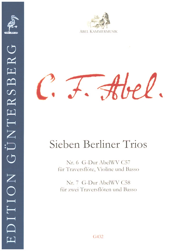 7 Berliner Trios Nr. 6 G-Dur und Nr.7 G-Dur  für 2 Traversflöten und Basso  Partitur und Stimmen