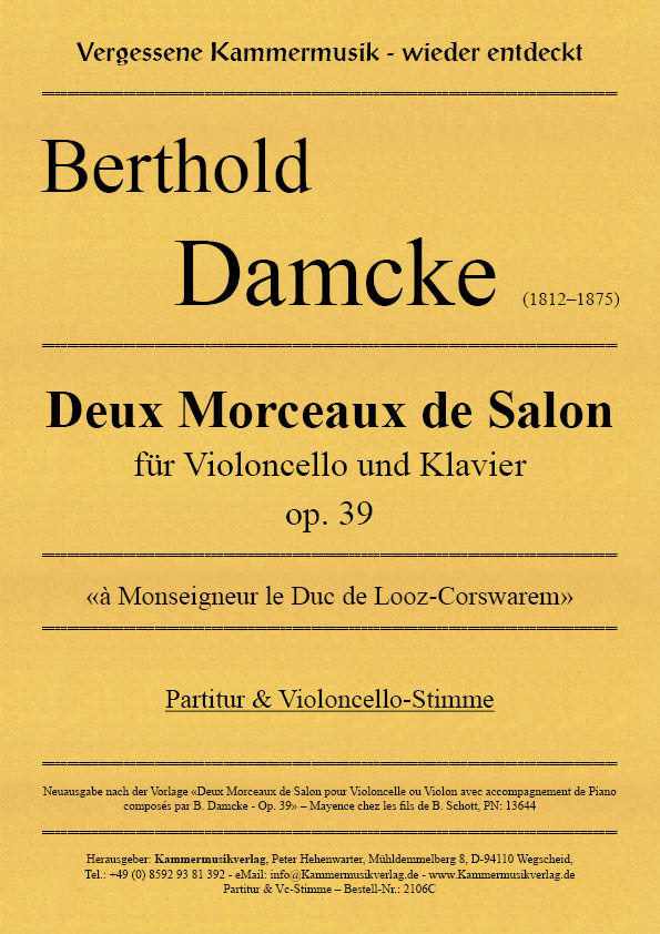 Deux Morceaux de Salon für Violoncello und Klavier op. 39    