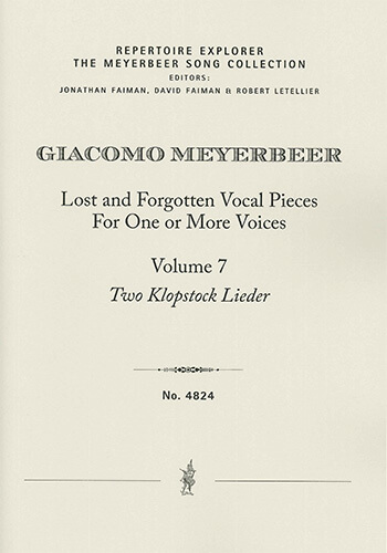 Lost and Forgotten Vocal Pieces for One or More Voices / Volume 7: Two Klopstock Lieder (first print  Chamber Music with Piano|Choir/Voice & Instrument(s)  Performance Score