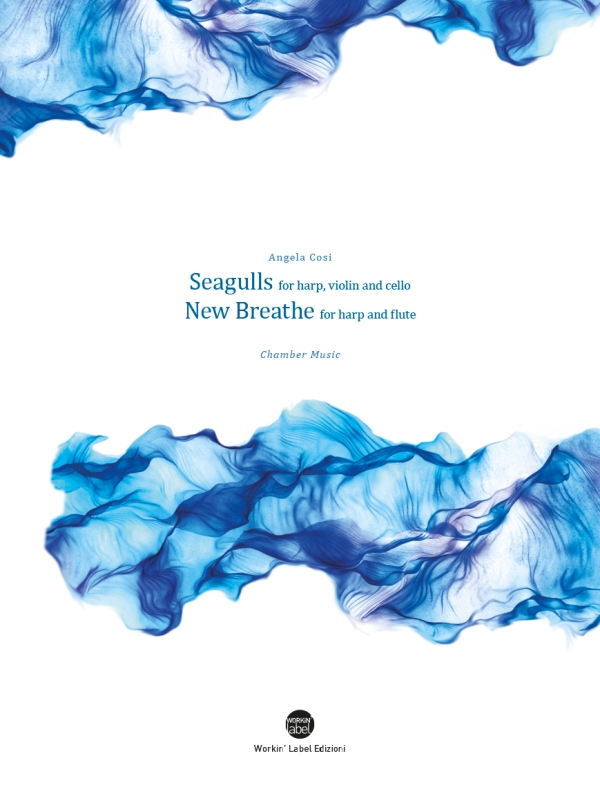 'Seagulls' and 'New Breathe'  for harp, violin, cello ('New Breath' for harp and flute)  score and parts