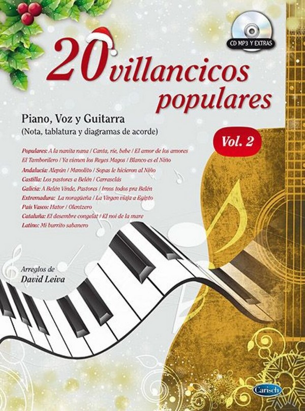 20 Villancicos Populares: Piano, Voz Y Guitarra 2  Klavier, Gesang und Gitarre  Buch + CD