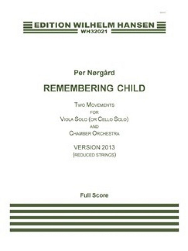 WH32021 Remembering Child (2013)  for viola and orchestra  score