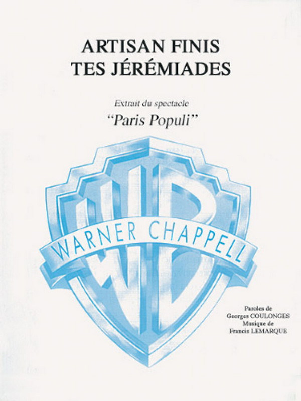 Lemarque, Artisn Finis Jeremiades&nbsp;&nbsp;Piano, Vocal and Guitar&nbsp;&nbsp;Buch