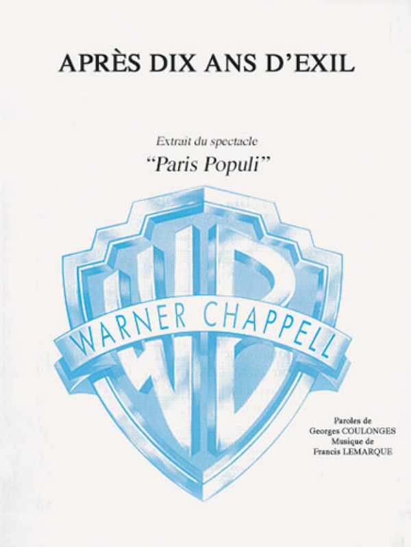 Lemarque, Apres Dix Ans D'Exil&nbsp;&nbsp;Piano, Vocal and Guitar&nbsp;&nbsp;Buch