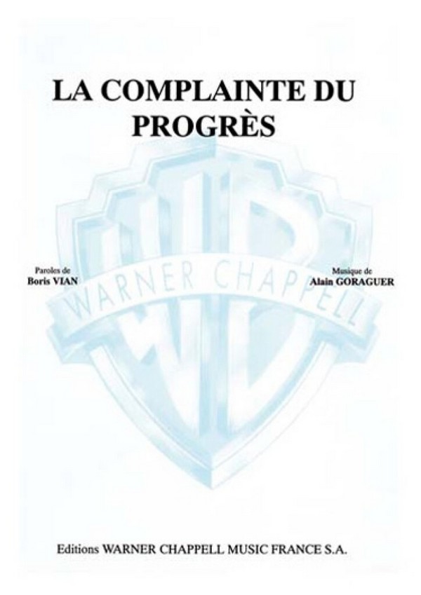 Boris Vian, La Complainte du Progrès&nbsp;&nbsp;Vocal and Piano&nbsp;&nbsp;Buch