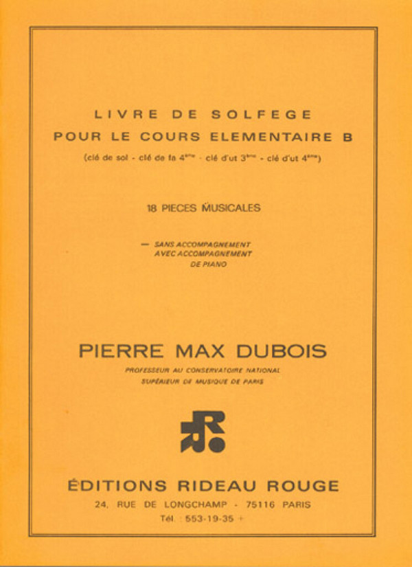 Pierre-Max Dubois, Livre de Solfège : Cours élémentaire B&nbsp;&nbsp;Alle Instrumente&nbsp;&nbsp;Buch