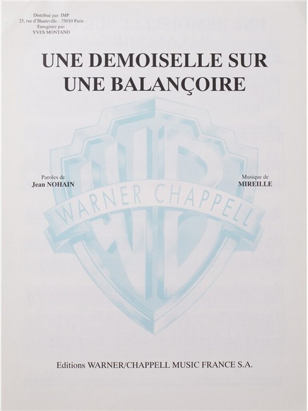 Jean Nohain_Mireille Nohain, Une Demoiselle Sur Une Balancoire&nbsp;&nbsp;Vocal and Piano&nbsp;&nbsp;Buch