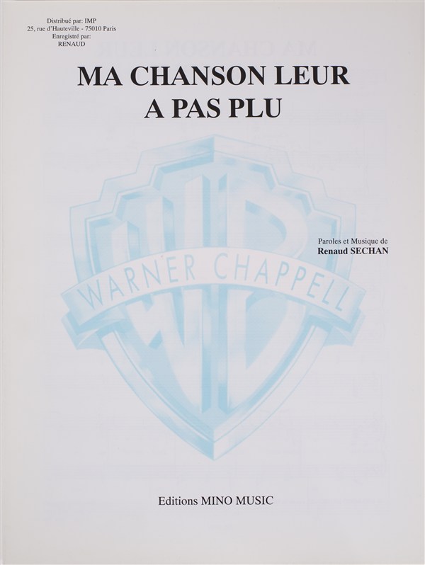 Ma Chanson Leur A Pas Plu&nbsp;&nbsp;Vocal and Piano&nbsp;&nbsp;Buch