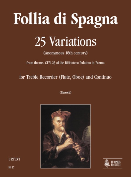 Follia di spagna 25 variations for&nbsp;&nbsp;treble recorder (fl,ob) and bc&nbsp;&nbsp;
