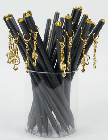Bleistift mit Anhänger Violinschlüssel golden/Kristall