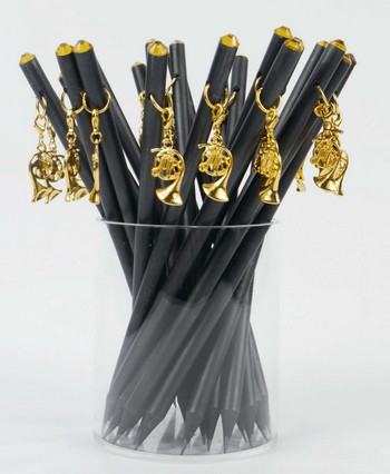 Bleistift mit Anhänger Horn golden/Kristall