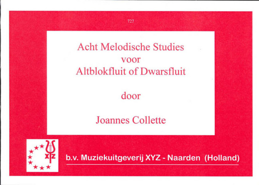 8 melodische studies vol.1 voor&nbsp;&nbsp;Altblockfkluit of Dwarsfluit&nbsp;&nbsp;