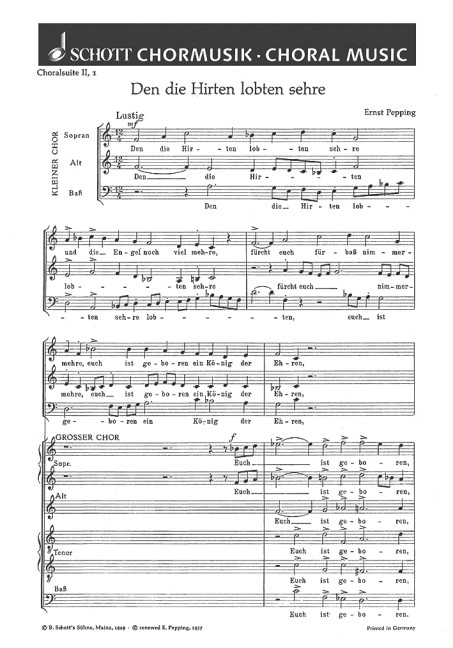 Choralsuite Teil II  für gemischten Chor (SAB/SSATTB)  Chorpartitur