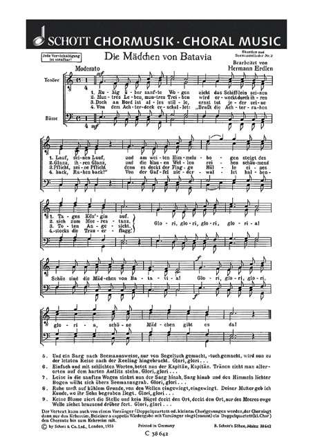 Drei Shanties und Seemannslieder  für Männerchor (TTBB), Akkordeon ad libitum  Chorpartitur