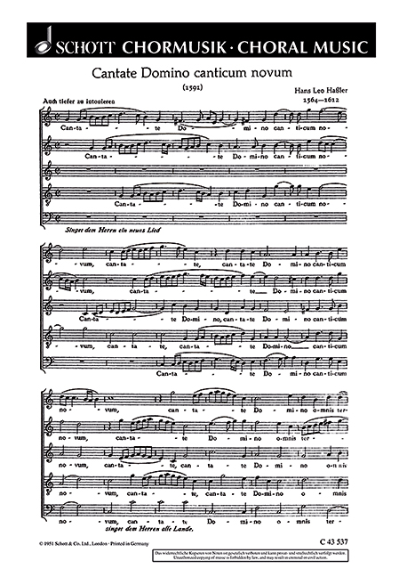 Cantate Domino canticum novum  für gemischten Chor (SSATB)  Chorpartitur