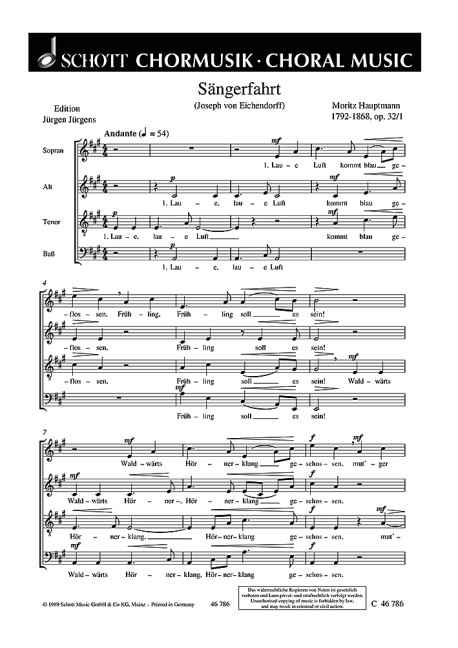 Sechs Chorlieder op. 32  für gemischten Chor (SATB)  Chorpartitur