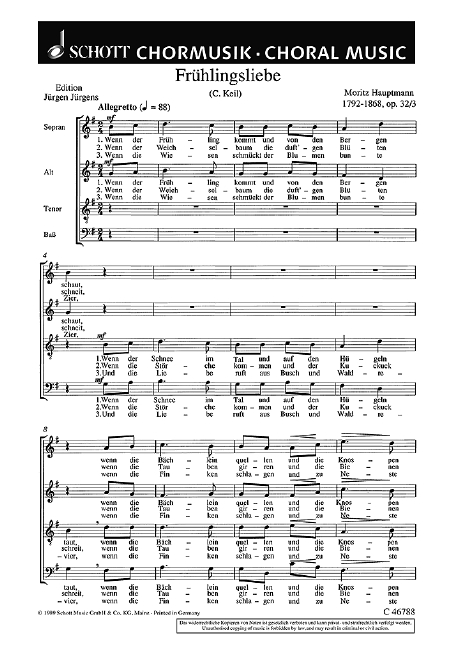 Sechs Chorlieder op. 32  für gemischten Chor (SATB)  Chorpartitur