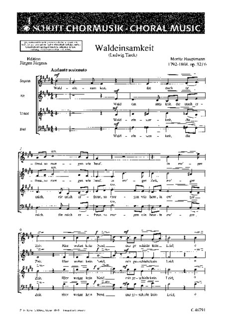 Sechs Chorlieder op. 32  für gemischten Chor (SATB)  Chorpartitur
