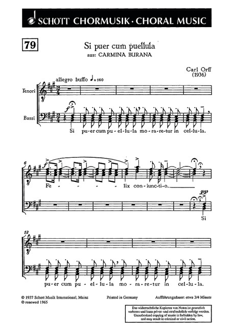 Si puer cum puellula&nbsp;&nbsp;für Männerchor (TTTBBB)&nbsp;&nbsp;Chorpartitur