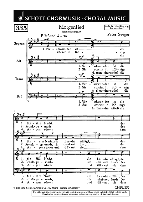 Morgenlied  für gemischten Chor  Chorpartitur