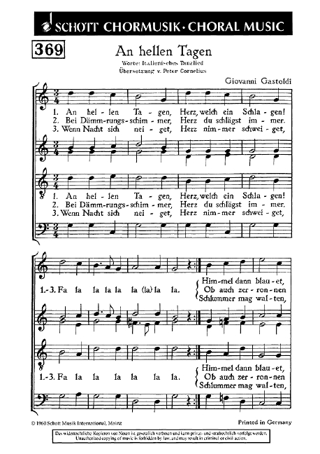 An hellen Tagen  für gemischten Chor (SATB)  Chorpartitur