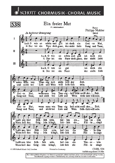 Ein freier Mut&nbsp;&nbsp;für Frauen- und Jugendchor&nbsp;&nbsp;Chorpartitur